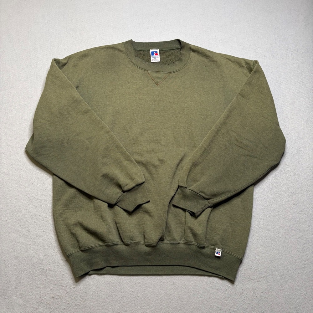 Russell Athletic Sweatshirt Mens XXL Green Vintage Made in USA Crewneck V-Stitch